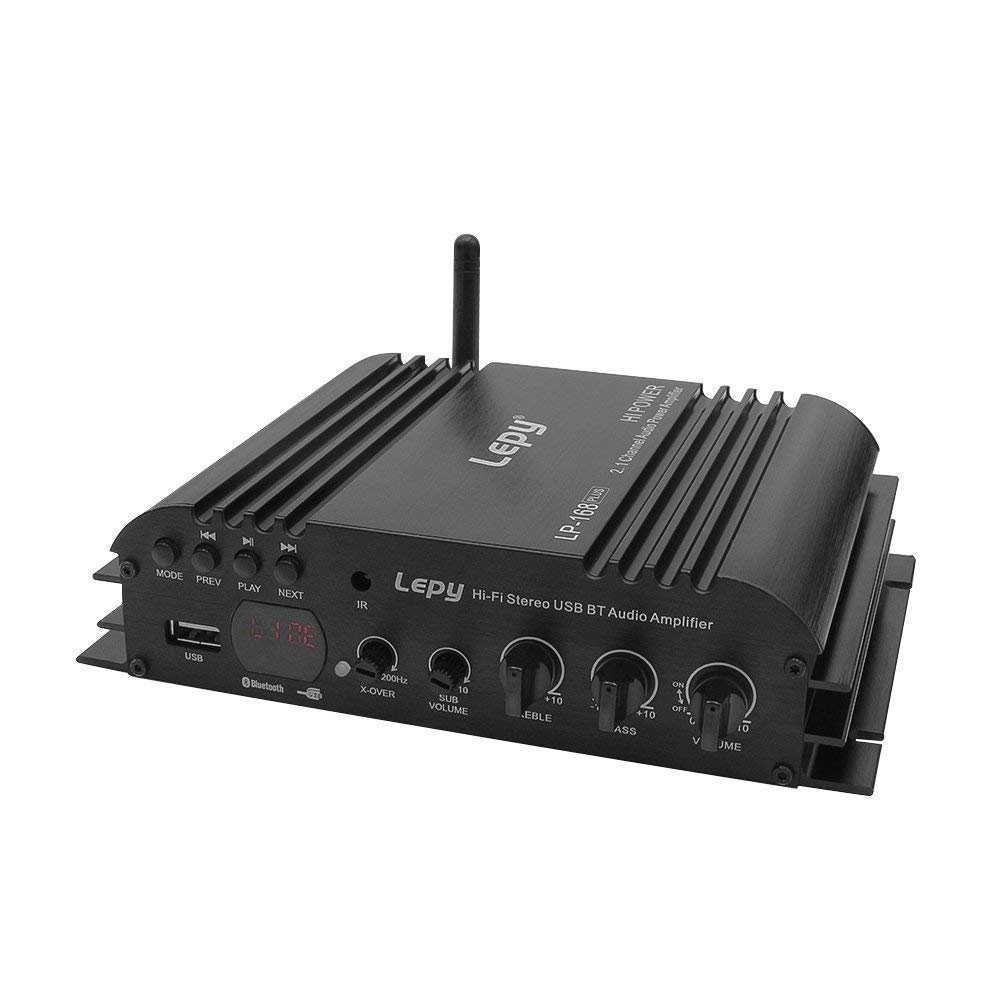 bluetooth Amplifier 2.1 Channel HiFi Audio Amplifier with Remote Control  Stereo Amplifier Supported Subwoofer Power for Home Car Motorcycle Boat  Tablet PC 2 ...