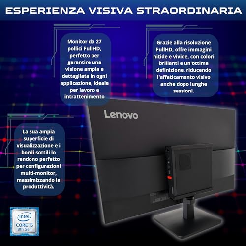 Lenovo Slim Complete Computer 27 Inch i5 8500 16 GB RAM 1 Tera SSD Win 11 Pro Office 2021 Pro 36 Months Warranty -S27