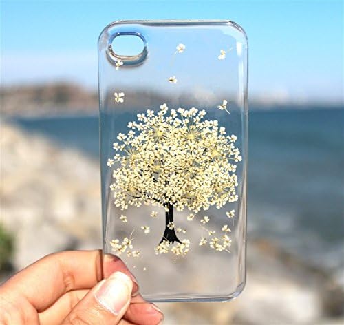 White Tree Blossom iPhone X, XS, Xs Max, XR, iPhone 8, 7 Case- Pressed Dried Flowers On iPhone 8 Plus, 7 Plus, 6/6s, 6…