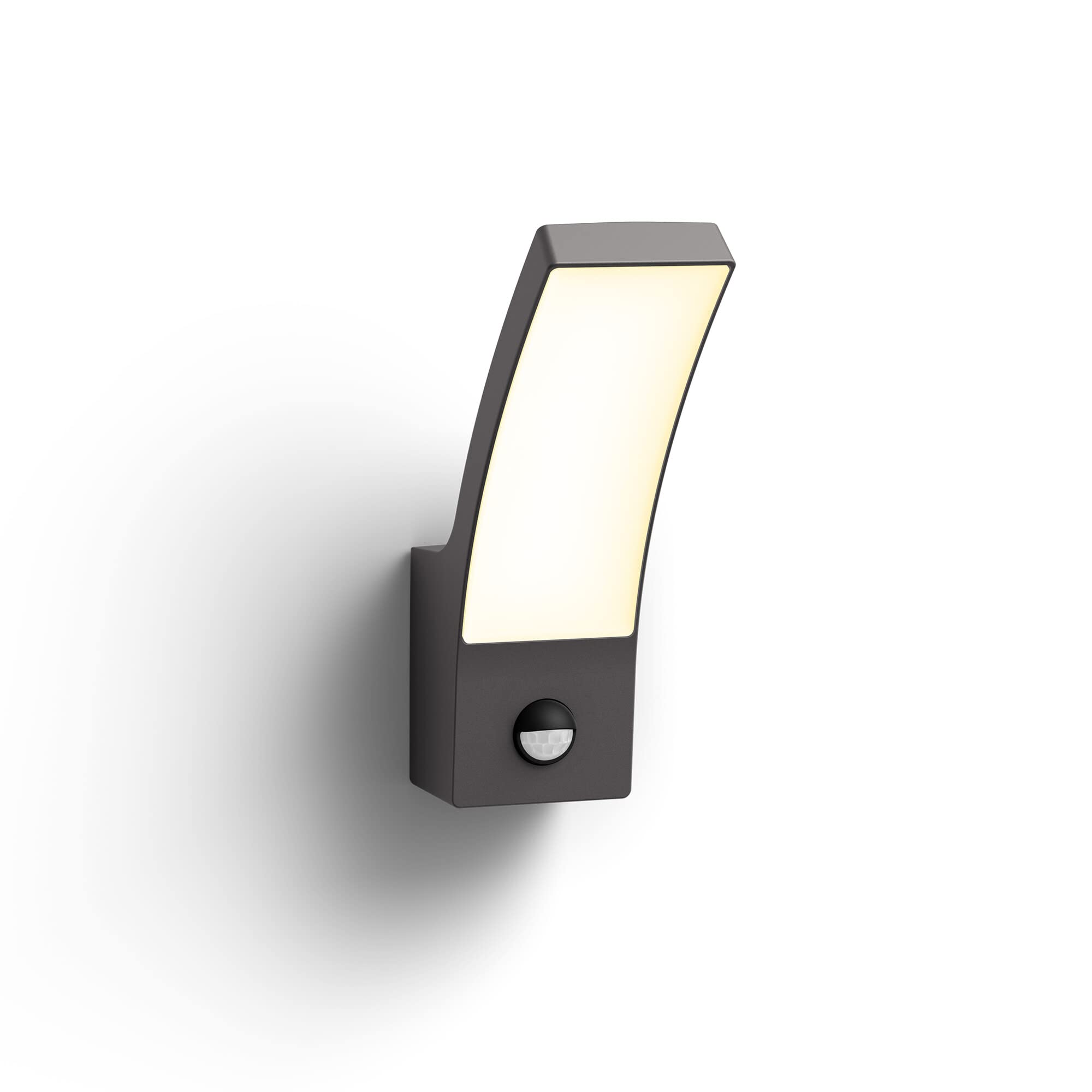 Philips LED Splay Outdoor Wall Light with Motion Sensor [Warm White - Anthracite Grey] Water Resistant IP44, For Garden, Patio and Terrace Lighting.