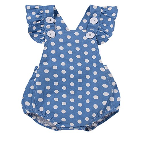Baby Girl Polka Dot Ruffle Sleeve Button Romper Outfit Clothes
