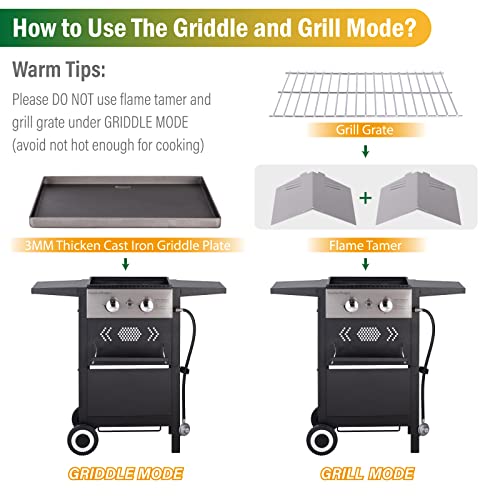 Sophia & William 2Burner Gas Grill and Griddle Combo Small Flat Top