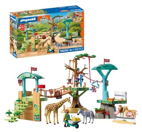 PLAYMOBIL | Animals & Friends | Tierpark | Zoo Wildnis-Kletterpark | 3 Plattformen mit Seilbahn und Hängebrücke | Kinder Spielzeug ab 4 Jahren | 72070