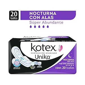 Kotex Unika Toallas Femeninas Nocturnas con Alas, color Negro, Paquete de 20 Piezas: Amazon.com ...