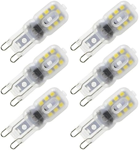 Dayker 3W G9 LED Silicone Caremic JD Type Lightbulb Daylight 360 Degree 14xSMD2835 Closet Accent Lighting Replacement for 25W Halogen(6 Pack)