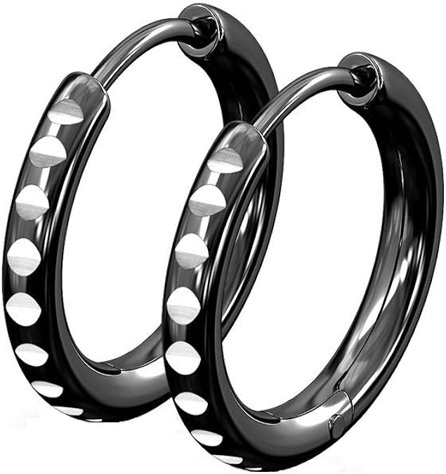 12 paio di orecchini a cerchio piatto in acciaio inossidabile 304 stile 6 all'ingrosso