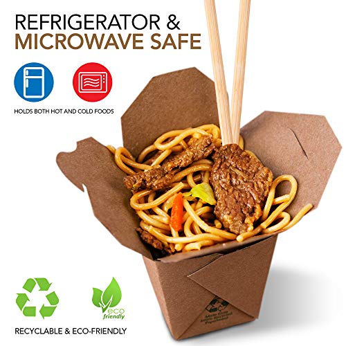 Take Out Food Containers 16 Oz Microwaveable Kraft Brown Paper Chinese Takeout Box (50 Pack