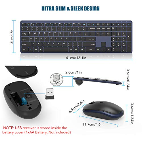 Wireless Keyboard and Mouse Combo Silent, RATEL 2.4GHz UltraThin Full