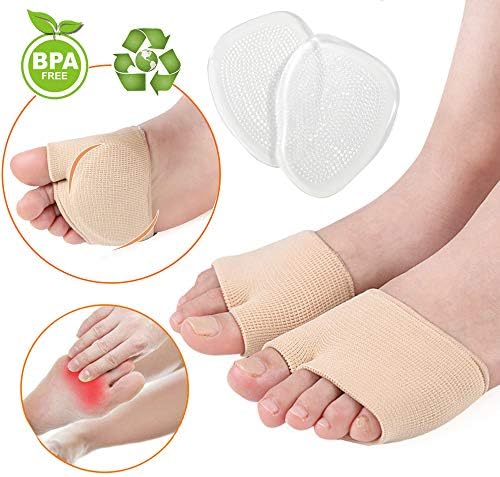 Metatarsal Sleeve Pads - Gel Sleeves Forefoot Cushion Pads - Fabric Soft Foot Care Ball of Foot Cushions for Diabetic Feet Metatarsalgia Mortons Neuroma Prevent Calluses Blisters