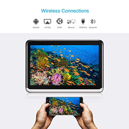 Dual Android Headrest DVD Player for Car 10.1" Touch Screen Bluetooth 4.0 1080P HD, Support FM WiFi DVD/CD/USB Drive/TF Card/HDMI Out, Built-in 4500mAh Battery Back Seat Monitor with Mount - Thumbnail 4