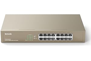 Tenda TEG1016D, Unmanaged 16 Port Gigabit Switch, Rackmount Ethernet Switch, Plug & Play, Fanless & Metal Design Network Switch, Limited Lifetime Protection