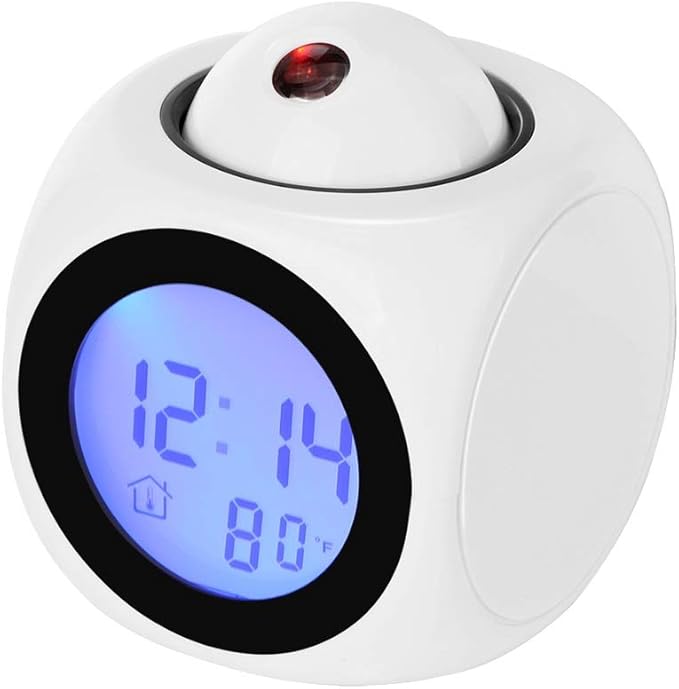 ECSWP LED Display Projector Clock with Backlight Battery Powered Rotate