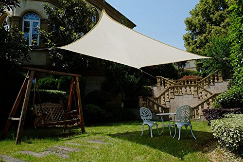 Cool Area CAS-18512-17B Square 11'5" Sun Shade Sail with Stainless Steel Hardware Kit, Cream