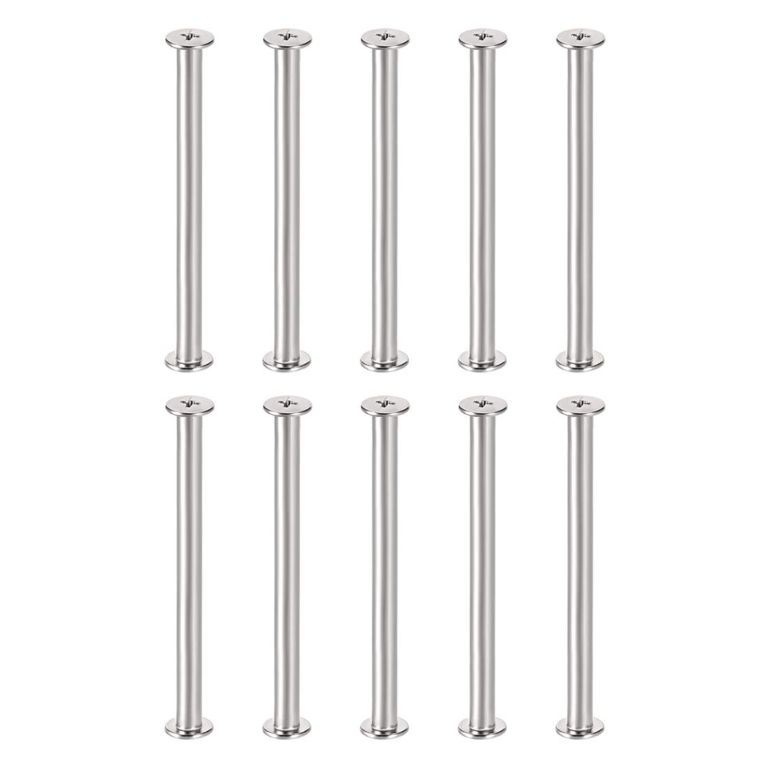 sourcing map Screw Post Fit for 3/16"(5mm) Hole Dia, Female 4x75mm Belt Buckle Binding Bolts Leather Fastener Carbon Steel 10 Sets