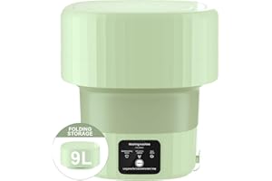 Yanpoake Foldable Portable Washing Machine and Spin Dryer 9L Compact Mini Washing Washer Machine for Baby Clothes Underwear Laundry Apartment Dorms RV Travel Camping, Green