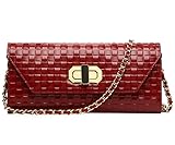 Cluci Women Leather Clutch Purse Handbags Wallets Cross-body Shoulder Bags Wine Red