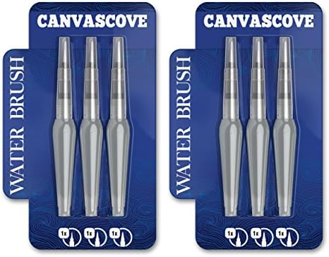 CanvasCove Water Brush Pen for Watercolor Painting, Lettering, Calligraphy Ink, WaterColor Pencil & Markers - Water brush set Comes With Flat Barrels & 6 Nylon Tips (2xFine/2xMedium/2xBroad)