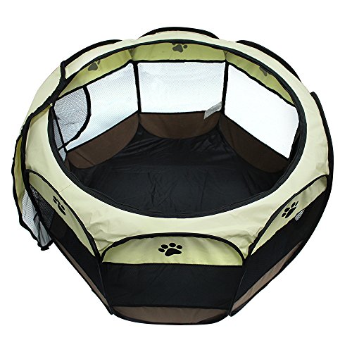 penobon Portable Foldable Pet Playpen, Exercise Kennel Removable Security Mesh Cover Indoor/Outdoor Tent，Pet Soft Side Play Yard - Thumbnail 5