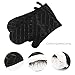 Aicok Oven Gloves Non-Slip Kitchen Oven Mitts Heat Resistant Cooking Gloves for Cooking, Baking, Barbecue Potholder, Black, 1 Pair