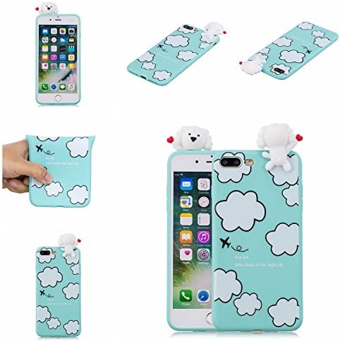 iPhone 7 Plus Case, iPhone 8 Plus Case, Tznzxm Funny 3D Cartoon Animal Character Design Shockproof Lovely Soft Silicone Rubber Non-Slip Back Case Protective Cover for iPhone 7 Plus / 8 Plus Clouds