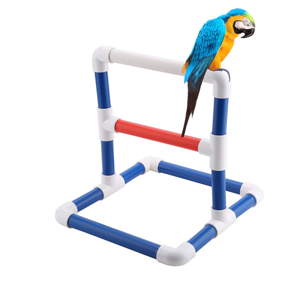 Parrot Training Stand for Birds - PVC Bird Perch Platform with Shower Bath Rack and Gym Play, Pet Bird Grinding Toy Holder Adjustable Multi-functional