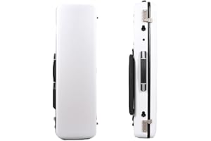 YoungMonic 4/4 Full Size Carbon Fiber Rectangular Violin Case With Code Lock - Lightweight Colorful Box With Strong Strap (White)