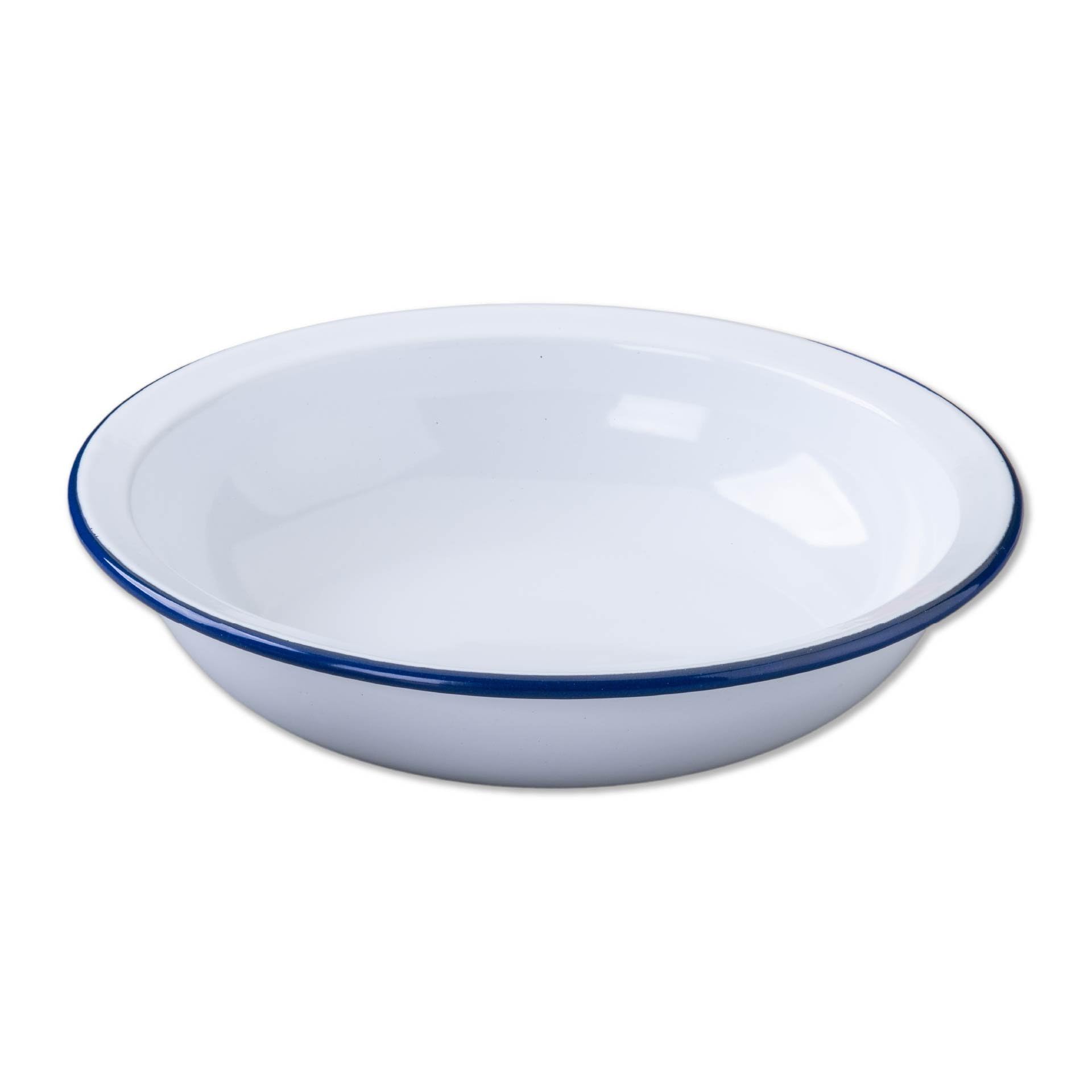 Zenker Enamel Round Pie Dish, Vintage Design, Suitable for Oven and Stove, Dishwasher Safe, Oven Tray, Enamel Cookware, Traditional Pie Tin, 25x25x5cm Colour, White and Blue — image 1