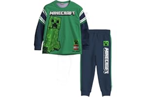 Minecraft Creeper Boys 2-Piece Jersey Set, Long Sleeve Active Mesh T-Shirt & Jogger Pants Bundle for Kids