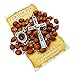 Carved Beads Catholic Rosary Necklace with Jerusalem Soil Centerpiece Rosary Pouch Certificate Holy Land Gift