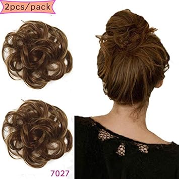 Amazon Com Iluu Brown Color Synthetic Hair Bun Extensions Messy
