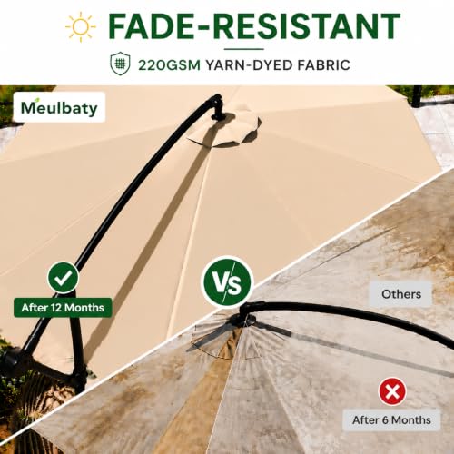 Meulbaty Patio Umbrella with Base Included, 10FT Large Cantilever Offset Patio Umbrellas Outdoor Umbrellas Shade Umbrella with Stand - UV Protection, Easy Tilt & 360° Rotation for Pool, Deck, Porch, Yard