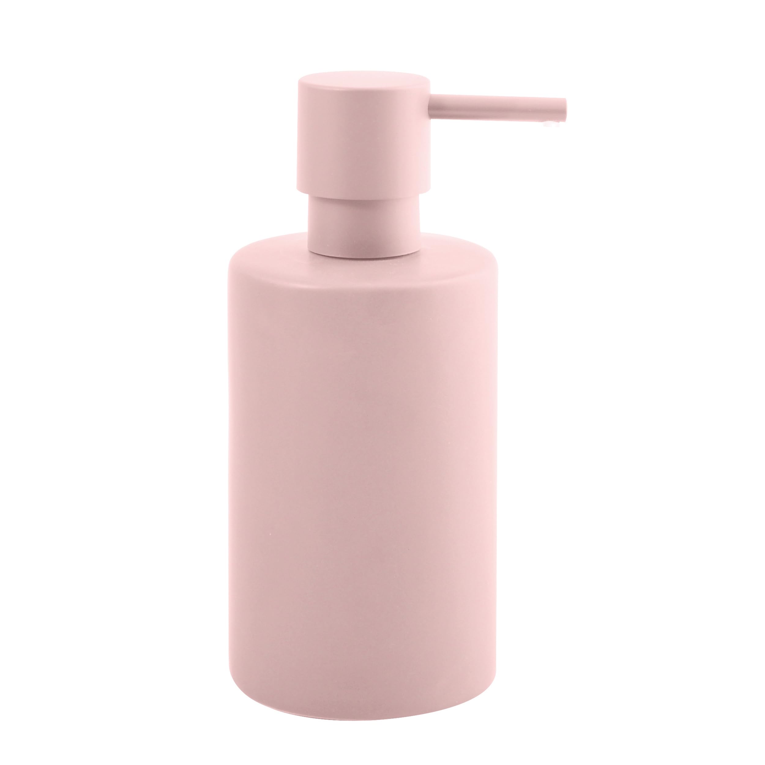 Spirella Soap Dispenser Tube with Stainless Steel Pump Liquid Soap Dispenser Porcelain 300 ml Long Lasting and Robust Matte Pink