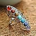 suchadaluckyshop by Lucky 925 Silver Healing Hollow Stones Adjustable 7 Chakra Ring Thumb Reiki Gem Ring