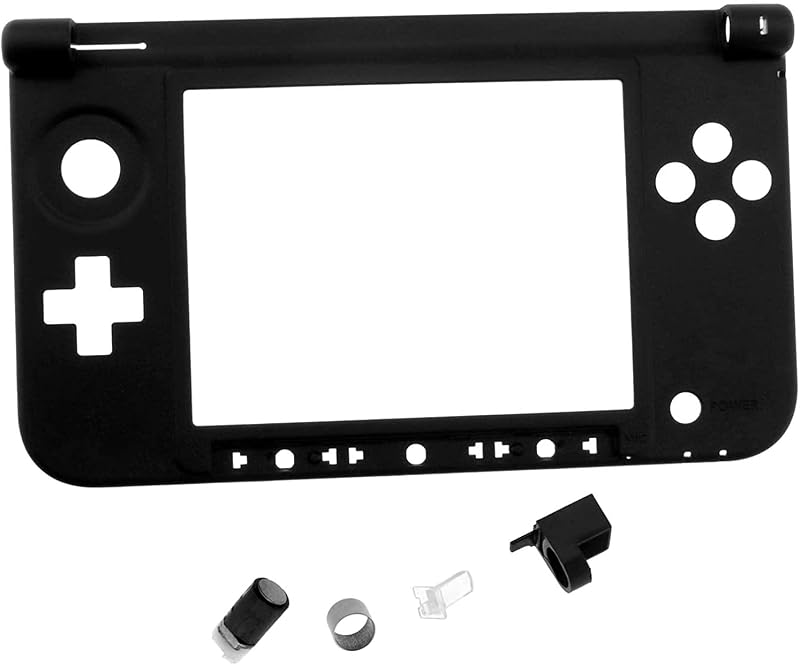 GGZone Black Plastic 3DS XL LL Console Cover Case Replacement Hinge Parts