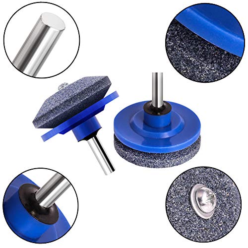 YOLIYANA Universal Lawnmower Blade Sharpener, Grinder Wheel Stone, Lawn Mower Blade Balancer Tool for Any Power Drill Hand Drill, for Garden, Courtyard, Kitchen -5Pack (Blue)