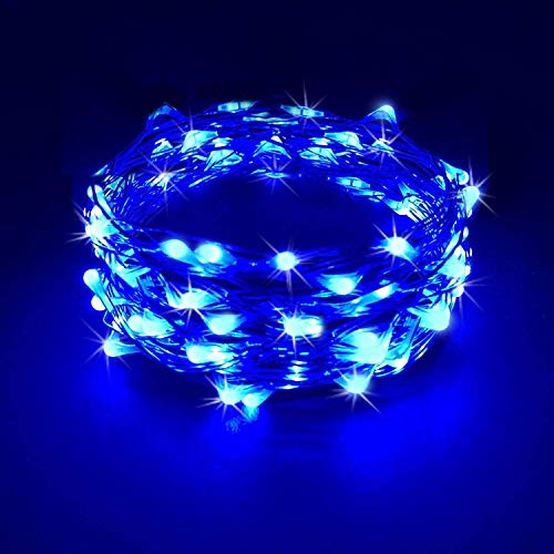 BOLWEO 10ft/3M 30LEDs LED String Light,Waterproof Copper Wire Battery Operated Fairy Lights for Home Halloween Bedroom Indoor Outdoor - Blue