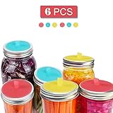 Blasoul 6PCS Mason Jar Lids Fermentation Lids for Mason Jars Wide Mouth Food-Grade Silicon Waterless BPA Free mold free Dishwasher Safe 3 colors Fermentation Lids for Fermented Probiotic Food