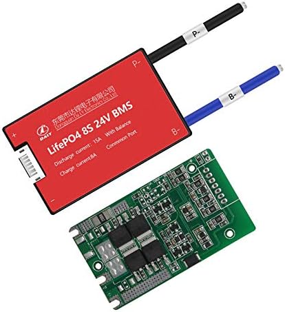 DALY BMS 8S 24V 15A LiFePO4 Battery Protection Module PCB Protection Board with Balance Leads BMS for 18650 Battery Pack 24V
