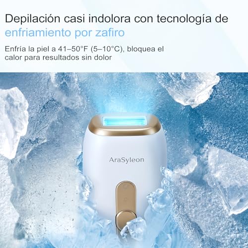 AraSyleon Sapphire Cooling IPL Epilator For Men And Women | Large Light Window, 5 Energy Levels, Includes Protective Glasses, Razor and Storage Bag