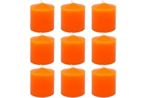 AMUSAER Orange Votive Candles, 9 Packs Unscented Small Fall Votives for Thanksgiving Day Wedding, Holiday Party, Home (8 Hour), 1.5" D x 1.25" H