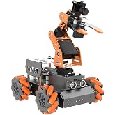 HIWONDER 5DOF AI Vision Robotic Arm Powered by Raspberry Pi Smart Robotic Arm Mecanum Wheel Chassis Robot Car Kit DIY Robot for Beginners, with RPi5 4GB