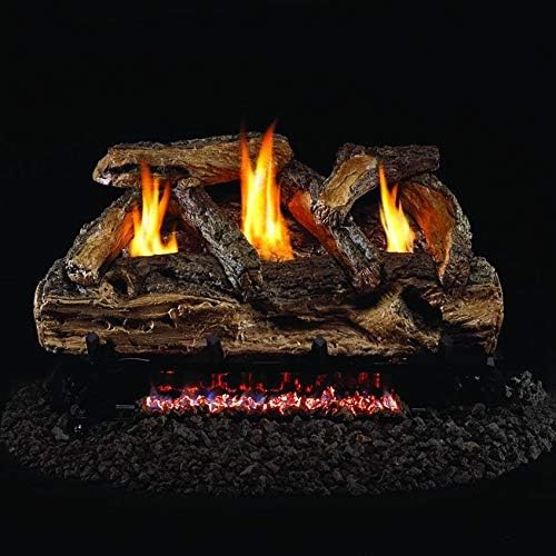 Peterson Real Fyre 30-Inch Split Oak Gas Log Set, Vent-Free Natural Gas, ANSI Certified G9 Burner, Remote Control, 50,000 BTUs, Glowing Ember Bed, Safety Shut-Off, Durable Ceramic Logs