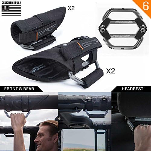 GPCA - Grab Handle Combo, Better Value Pack with 4pcs Grip PRO and 2pcs GP BackGrip PRO for Car Headrest, for Jeep JL, JLU, JT Gladiator, JK, JKU and More, Space Grey