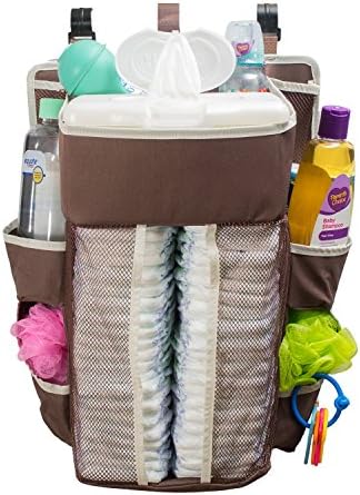 Baby Diaper Caddy & Nursery Organizer - 17 X 13.5 Inches - Durable, Safe Material - 40 Diaper Capacity - 8 Compartments Of Various Sizes That Can Hold All Baby Essentials - Sturdy Hooks For Easy Use
