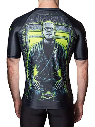 Raven Fightwear Men's BJJ Horror Frankenstein's Monster Short Sleeve Rash Guard MMA Black Small at Amazon