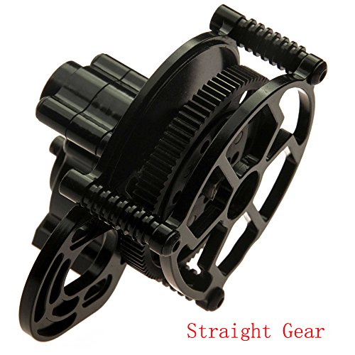Que-T Aluminum Alloy Center Transmission Case /Gearbox with Helical Gear for 1/10 Axial SCX10 RC Crawler Car (Black)