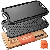 Legend Cast Iron Griddle for Gas Stovetop | 2-in-1 Reversible 20" Cast Iron Grill Pan For Stovetop with Easy Grip Handles | Use On Open Fire & In Oven | Lightly Pre-Seasoned Gets Better with Each Use