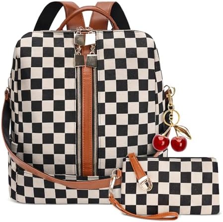 Amazon.com: Lushandy Checkered Backpack Purse for Women 