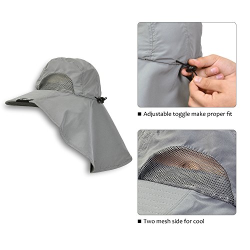 image for Tirrinia Mens Wide Brim Sun Hat with Neck Flap Fishing Safari Cap for 