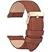 Fullmosa 18mm Leather Watch Band with Stainless Metal Clasp Compatible with Garmin Vivoactive 4S/Vivomove 3S/Active S/Venu 2S/Move 3S, Fossil gen 4/5,Brown+Rose Gold Buckle